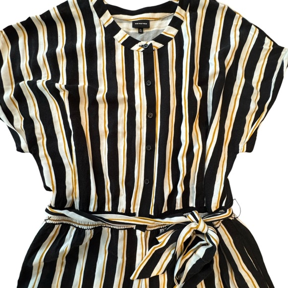Who What Wear Striped Button Down Jumpsuit XL Black White Tie Waist Wide Leg - Picture 3 of 8